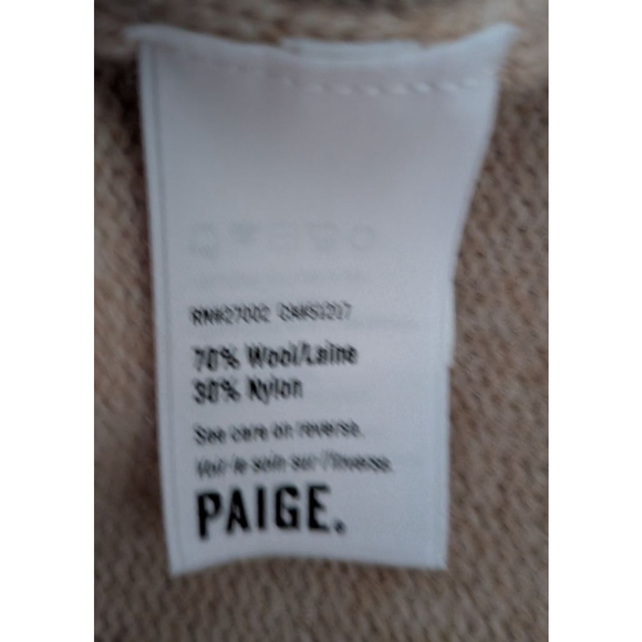 Women's PAIGE Beige Cutout Turtleneck Wool Blend Sweater S - Picture 12 of 13